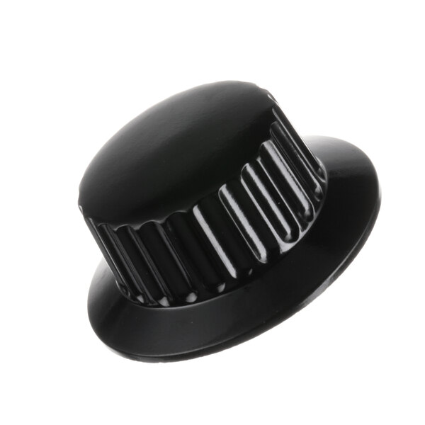 A black plastic cap with a black cap on a white background.