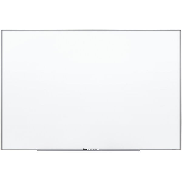 A Quartet white board with a silver metal frame.