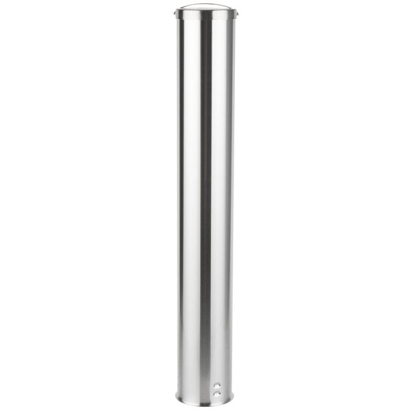 A silver cylindrical Vollrath cup dispenser on a white background.