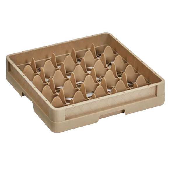 A beige Vollrath Traex cup rack with many compartments.