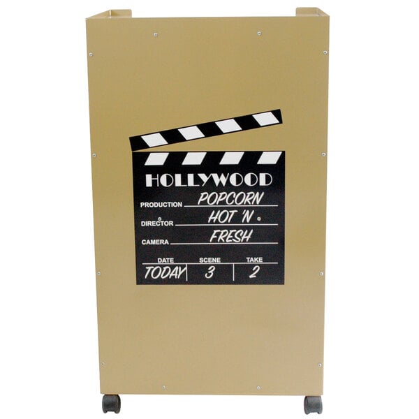 A Benchmark USA pedestal base with a movie sign on a cart.