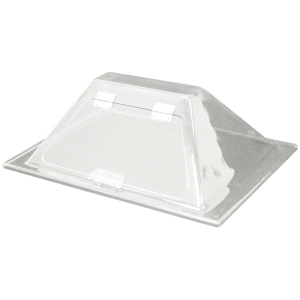 A clear plastic cover for a Benchmark USA hot dog roller grill.