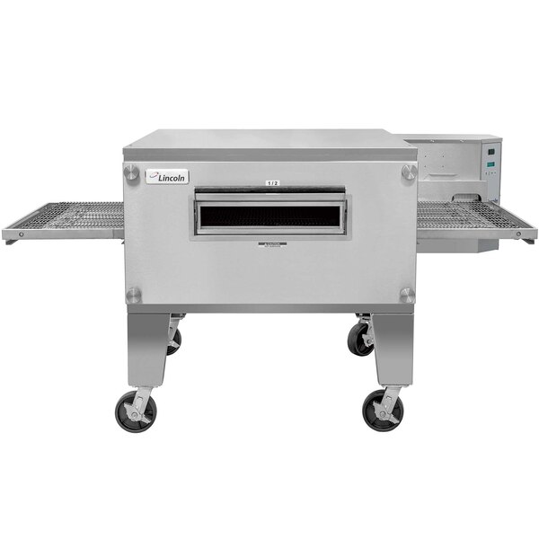 A large rectangular stainless steel Lincoln Impinger conveyor oven.