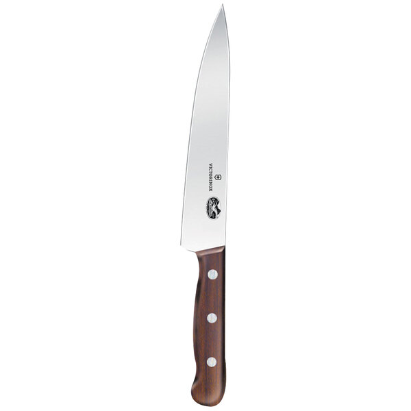 A Victorinox chef knife with a rosewood handle.