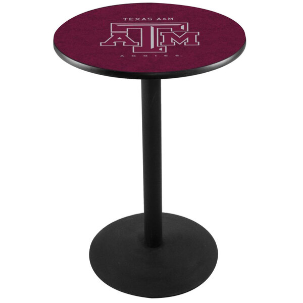 A Holland Bar Stool round pub table with the Texas A&M University logo on it.