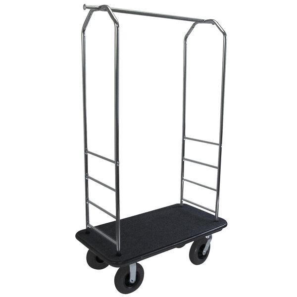 A black metal CSL luggage cart with metal handles and black wheels.