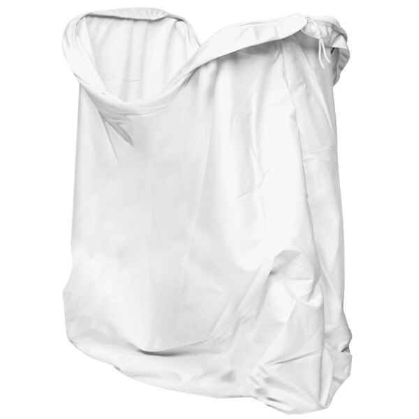 A white CSL Poly Cotton hamper bag with a zipper.
