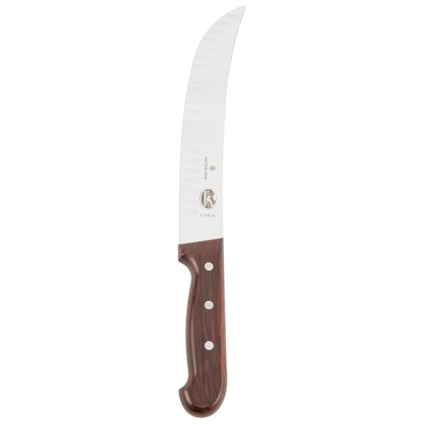 A Victorinox curved cimeter knife with a rosewood handle.