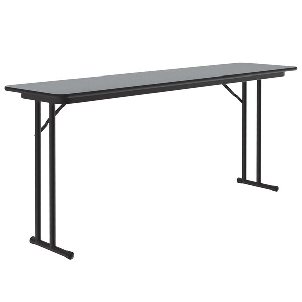 A black rectangular table with black legs.