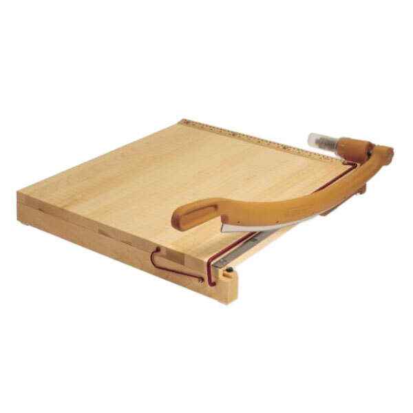 A Swingline ClassicCut Ingento paper trimmer with a wooden base and handle.