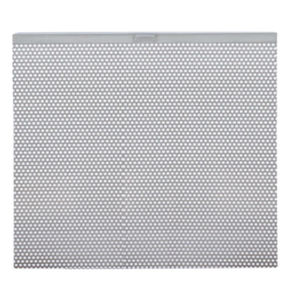 A white mesh air diffuser screen with holes in it.