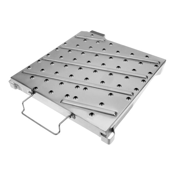 A stainless steel TurboChef Top / Bottom Jetplate with holes.