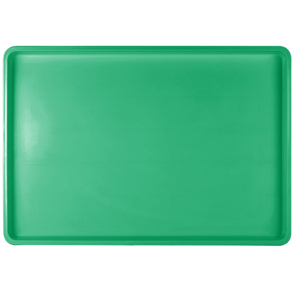 A green rectangular Winholt polystyrene display tray with a plastic handle.