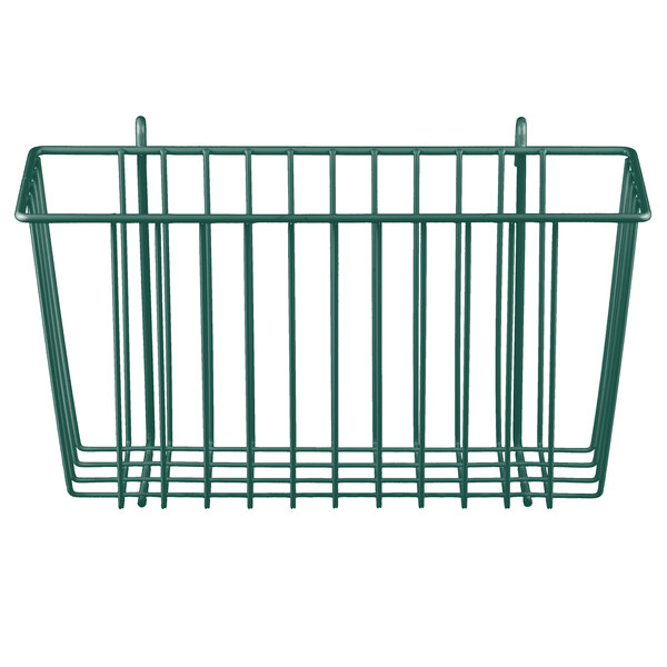A Hunter Green metal wire basket with a handle.