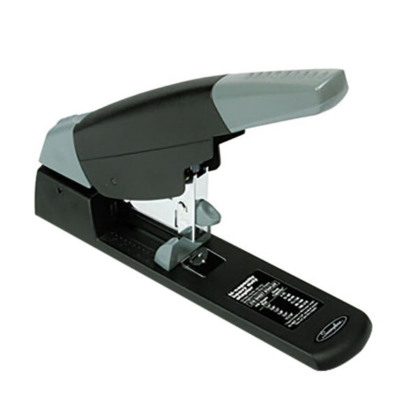 A close-up of a black and grey Swingline 210 Sheet High-Capacity Heavy-Duty Stapler.