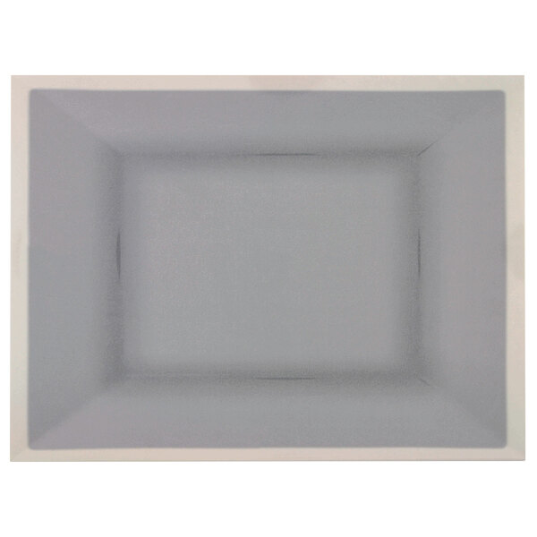 A gray rectangular tray with a white border.