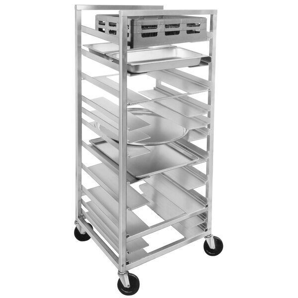 A Channel aluminum sheet pan rack holding trays.