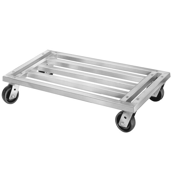 A Channel MD2042 mobile aluminum dunnage rack with black wheels.