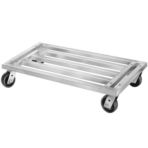 A Channel Mobile Aluminum Dunnage Rack with wheels.