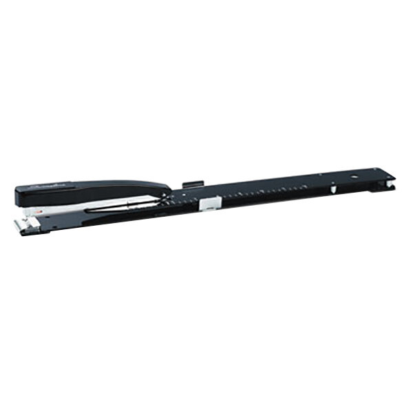 A black Swingline long reach stapler with a black handle.