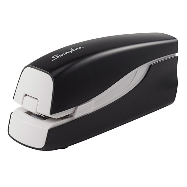 A black Swingline electric stapler on a white background.
