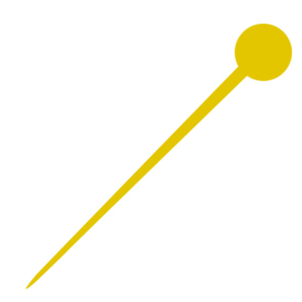 A yellow disc pick with a long stick and a round object on the end.
