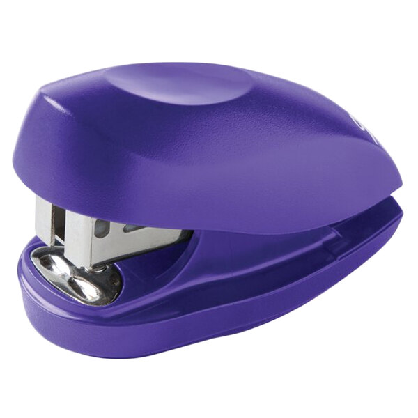 A Swingline purple mini stapler with metal accents.
