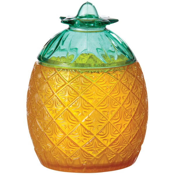 A GET plastic pineapple glass jar with a lid.