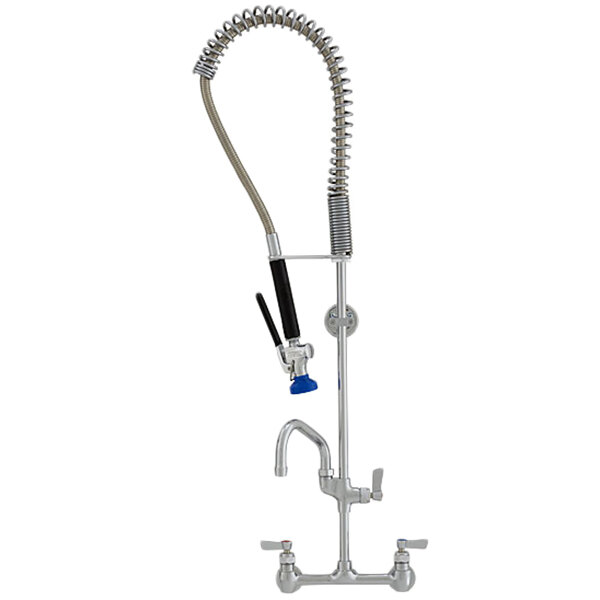 A Fisher stainless steel pre-rinse faucet with a hose attached.