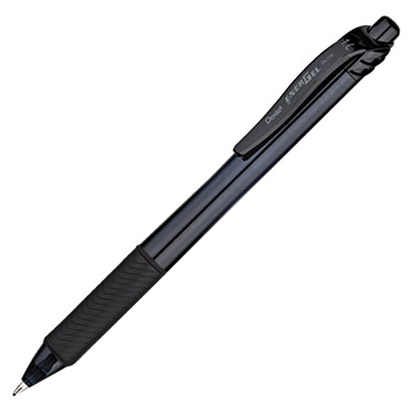 A Pentel EnerGel-X black pen with a black clip.