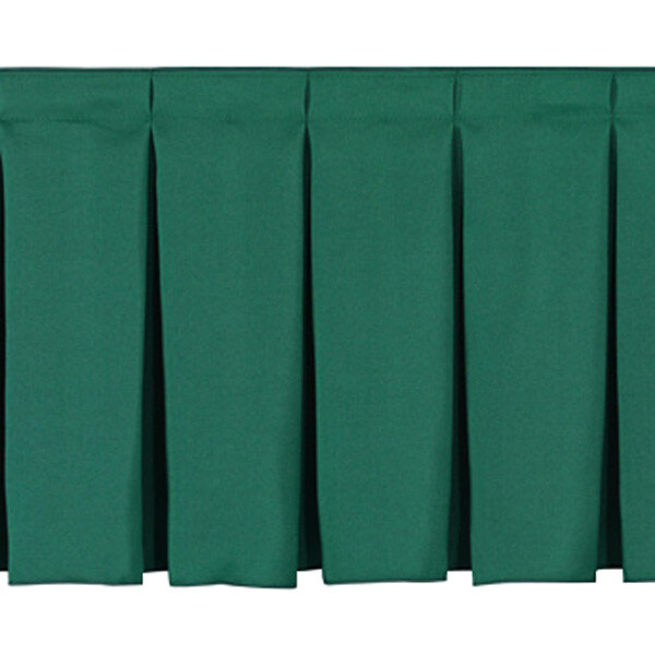 A green pleated skirt for a stage box.