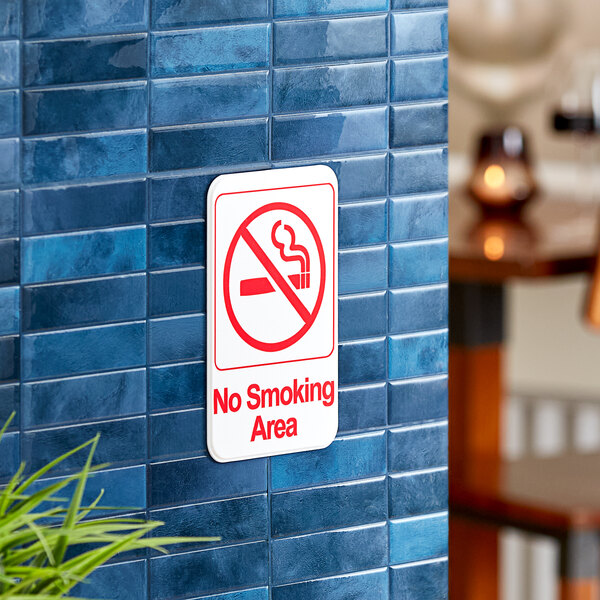 Vollrath 5643 Traex® No Smoking Area Sign - White and Red, 6" x 9"
