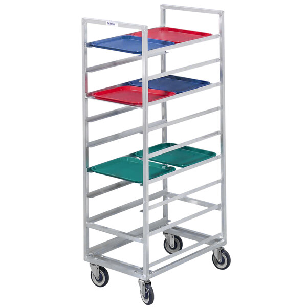 A Channel metal tray rack holding 36 trays.