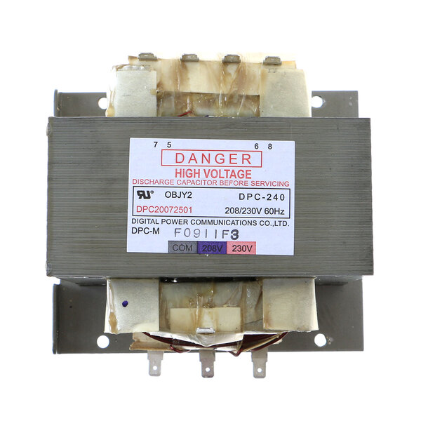 Amana high voltage transformer with a blue dot on the surface.