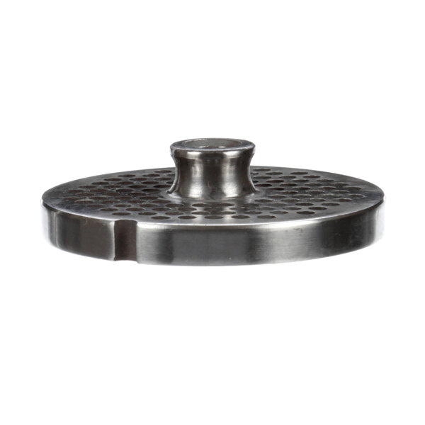 A silver Vollrath pressure plate with holes in it.