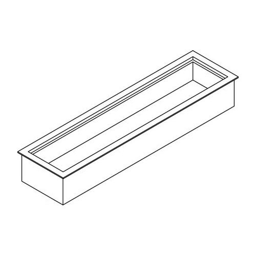 A black and white drawing of a rectangular Wells ICP-300SL drop-in cold food well.