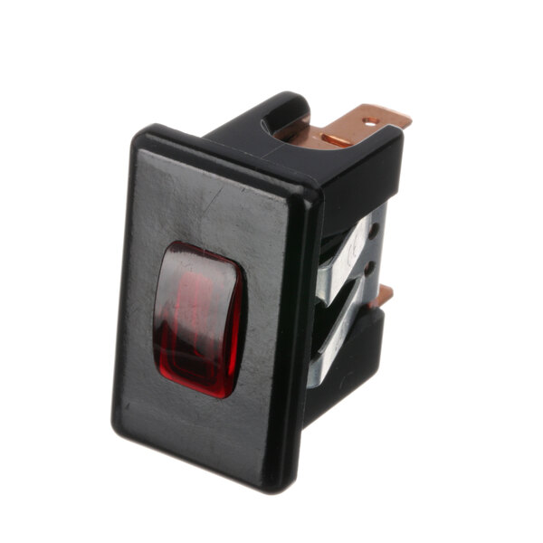 A black rectangular Vollrath Indicator Lamp with a red dome.