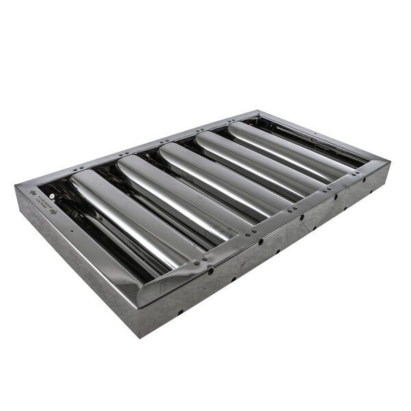 An Avtec stainless steel filter tray with tubes inside.