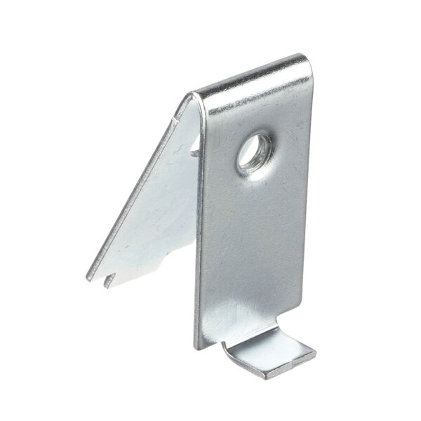 A metal bracket with a hole in it designed for Vollrath countertop food warmers.