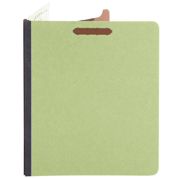 A green Universal letter size classification folder.