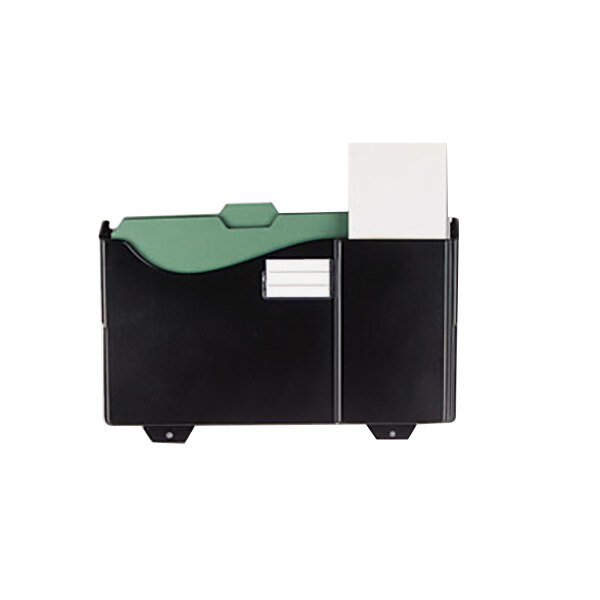 A black rectangular Universal Grand Central add-on pocket with a white label and green trim.