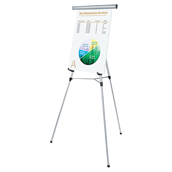 A white board on a Universal aluminum telescoping easel with a circle graph on it.