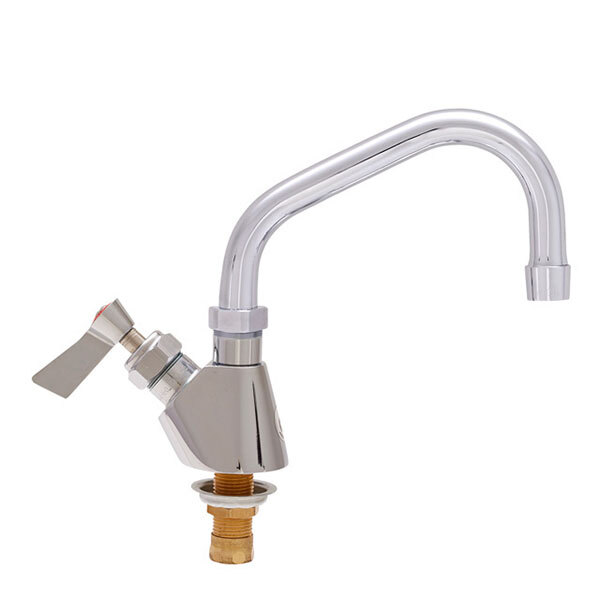 A Fisher deck-mounted faucet with a lever handle and a swing nozzle.