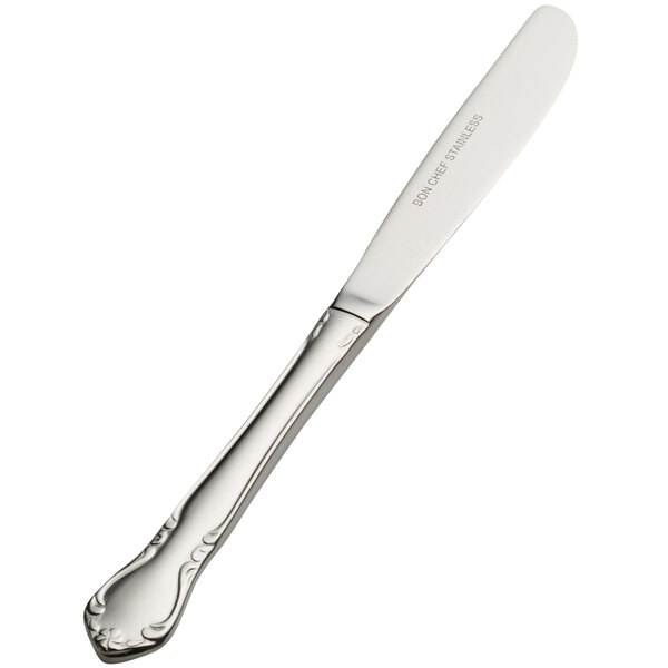 A Bon Chef stainless steel butter knife with a solid handle.
