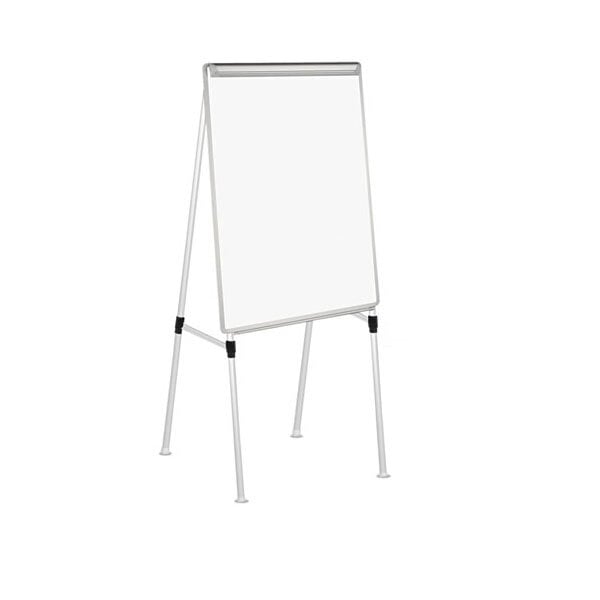 A white rectangular Universal white board on a stand.