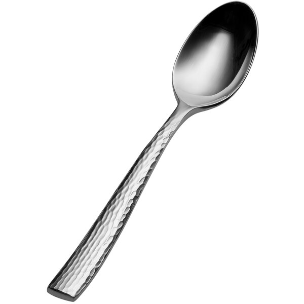 A Bon Chef stainless steel teaspoon with a silver handle.