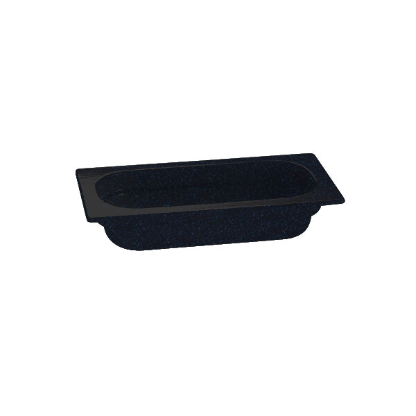 A black rectangular Tablecraft food pan with blue speckles.