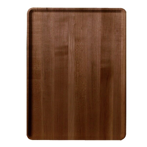 A Cambro Java teak faux-wood tray with a wood grained surface.