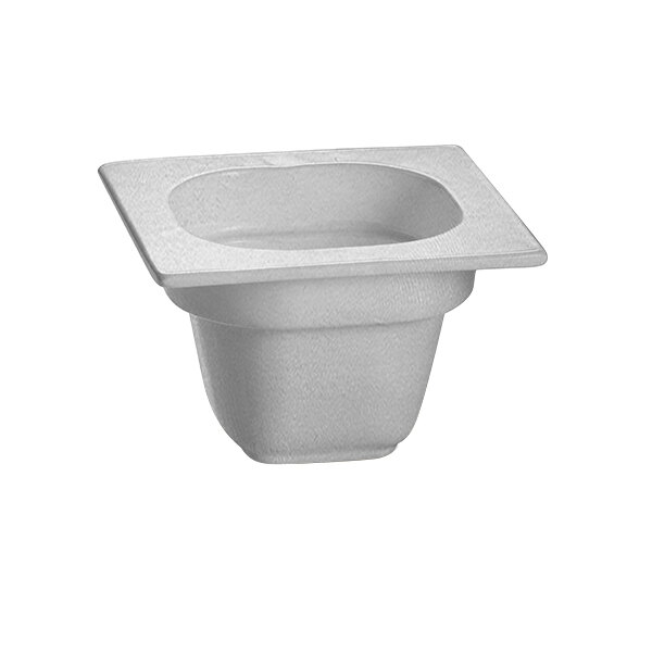 A natural cast aluminum square food pan with a square top.