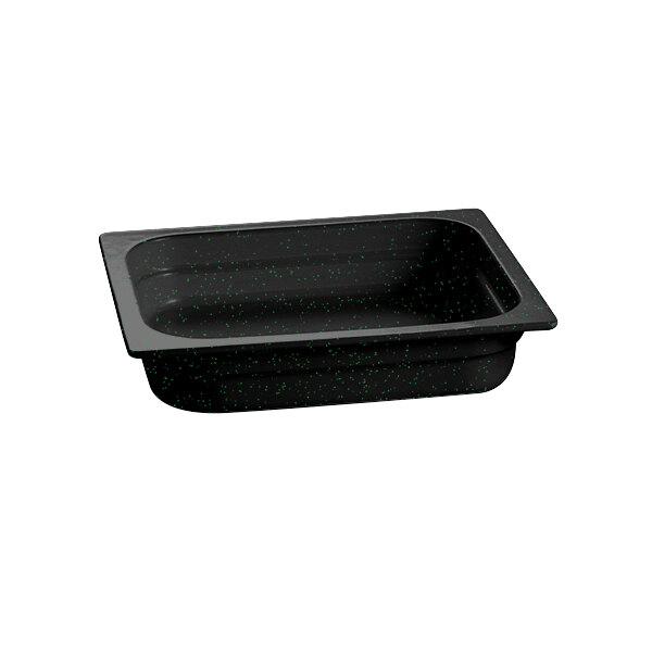 A black and green speckled Tablecraft food pan.
